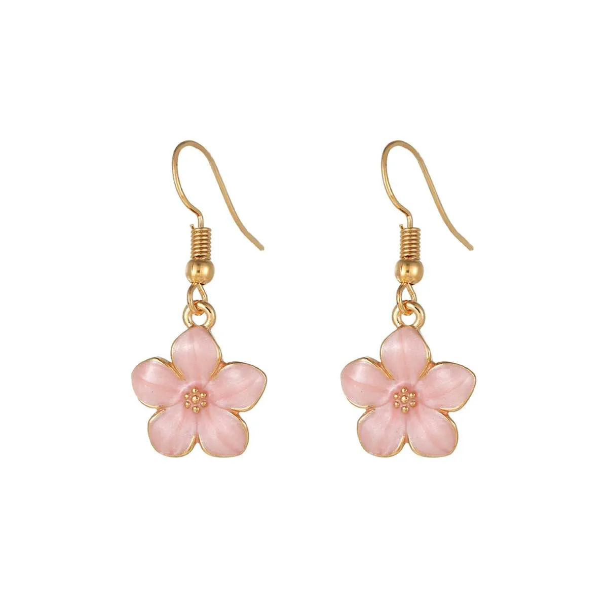 Pink Enamel & Goldtone Flower Drop Earrings sold by Zulily product image thumbnail 2
