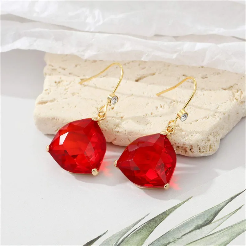 Red Crystal & Cubic Zirconia Hexagon Drop Earrings made by Zulily