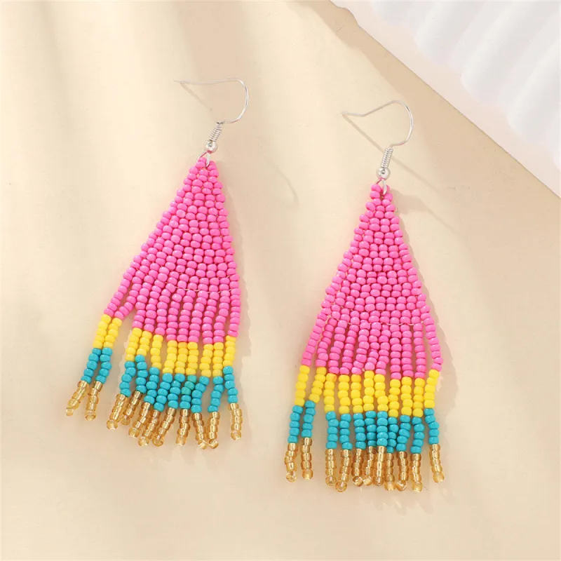 Rose & Teal Howlite Tassel Drop Earrings made by Zulily