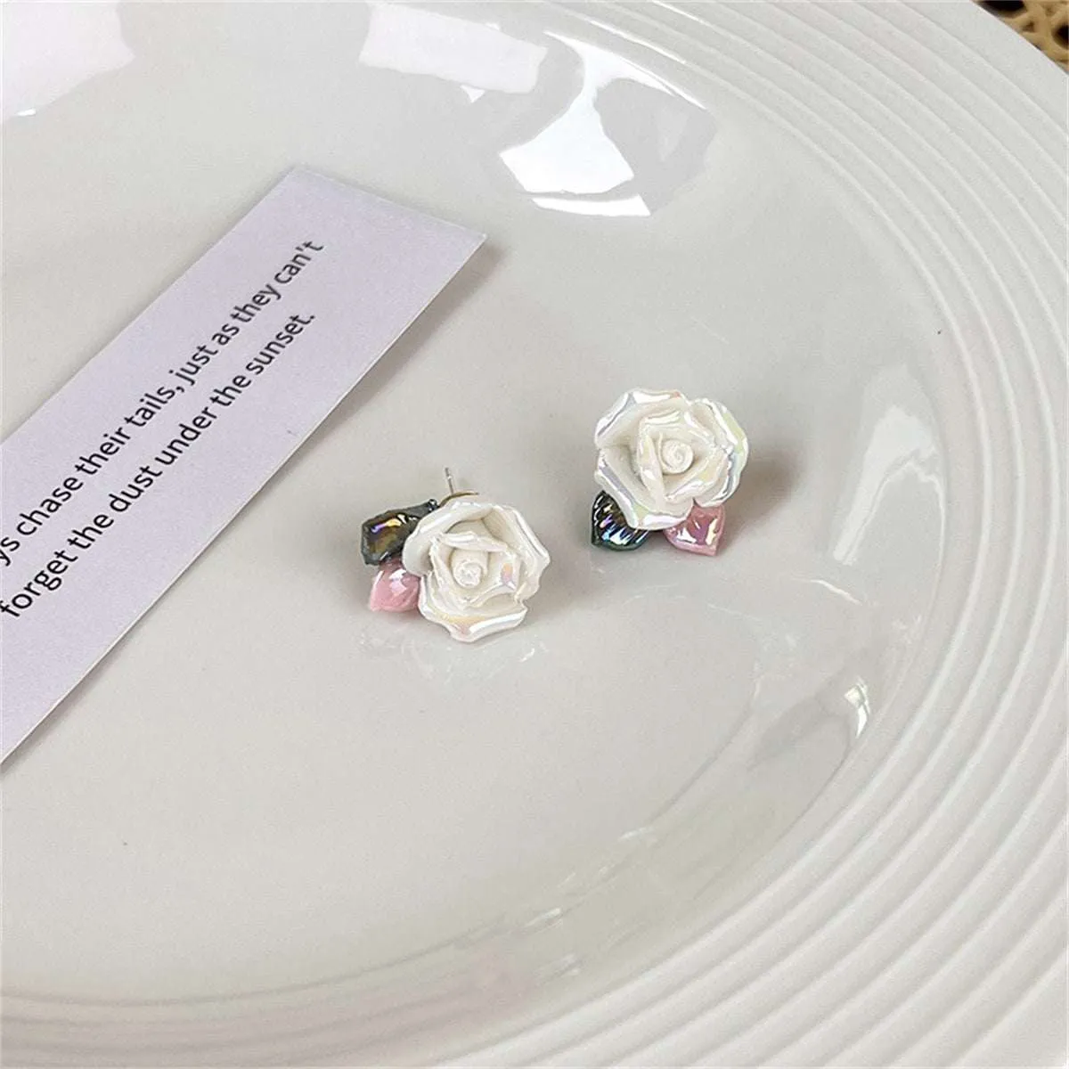 Resin & Enamel Goldtone Rose Stud Earrings sold by Zulily product image thumbnail 2