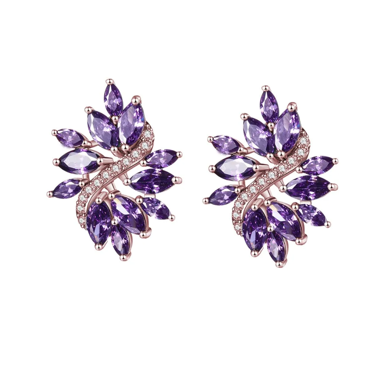 Purple Crystal & Cubic Zirconia Flower Stud Earrings sold by Zulily
