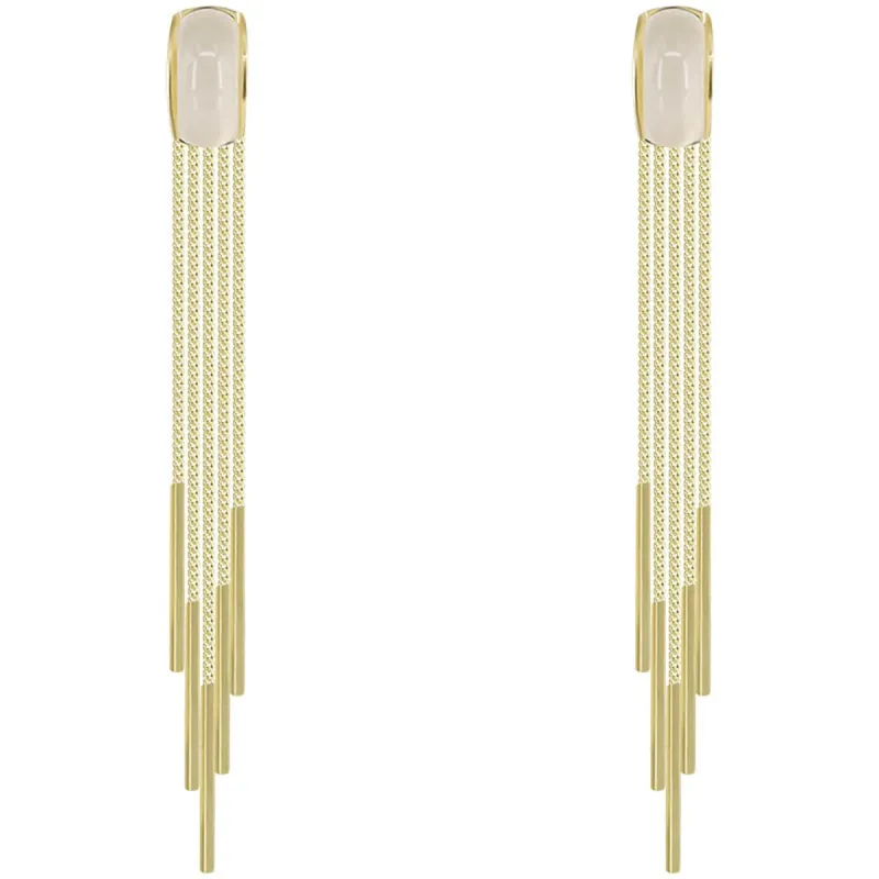 Cat's Eye & Goldtone Tassel Drop Earrings made by Zulily