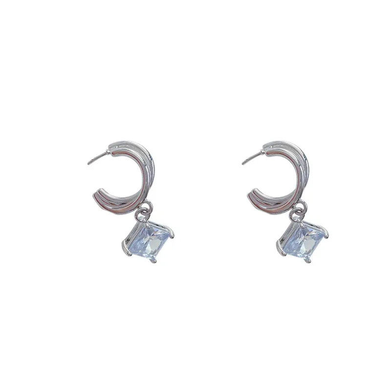 Crystal & Silvertone Twisted Square Huggie Earrings made by Zulily