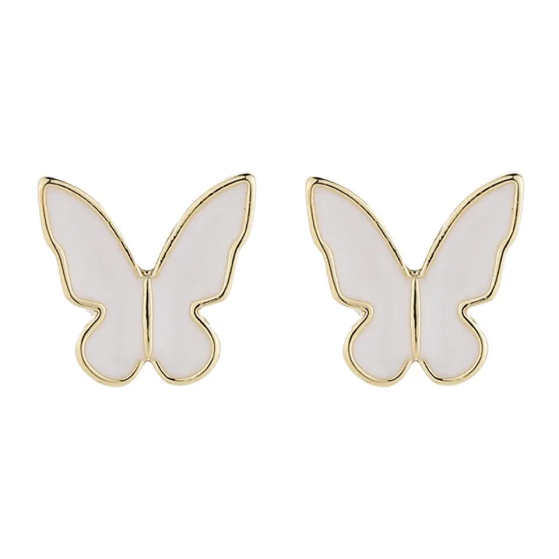 White Enamel & Goldtone Butterfly Stud Earrings made by Zulily