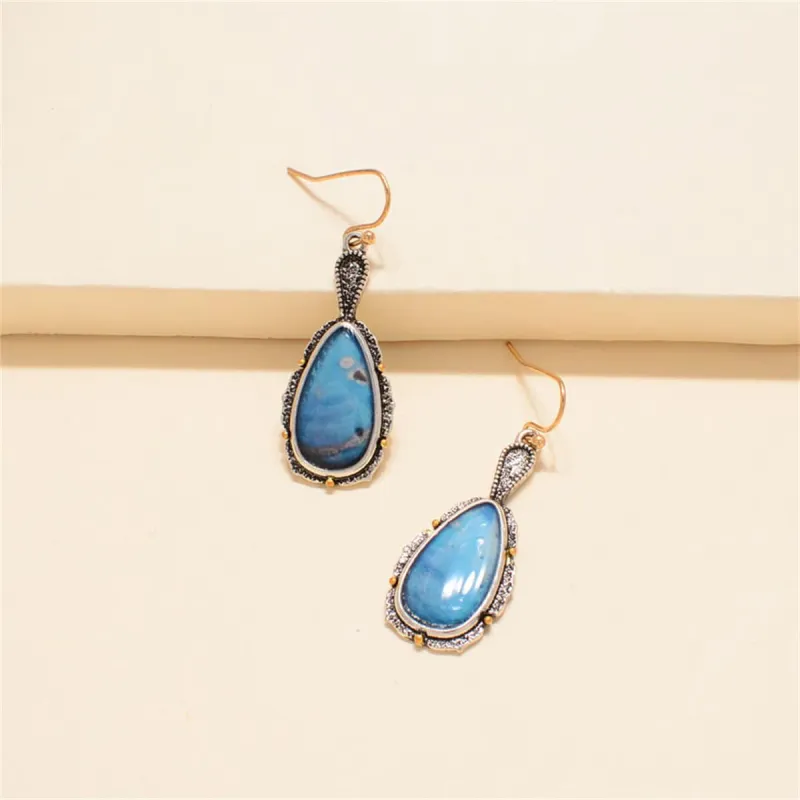 Blue Turquoise & Two-Tone Teardrop Earrings made by Zulily