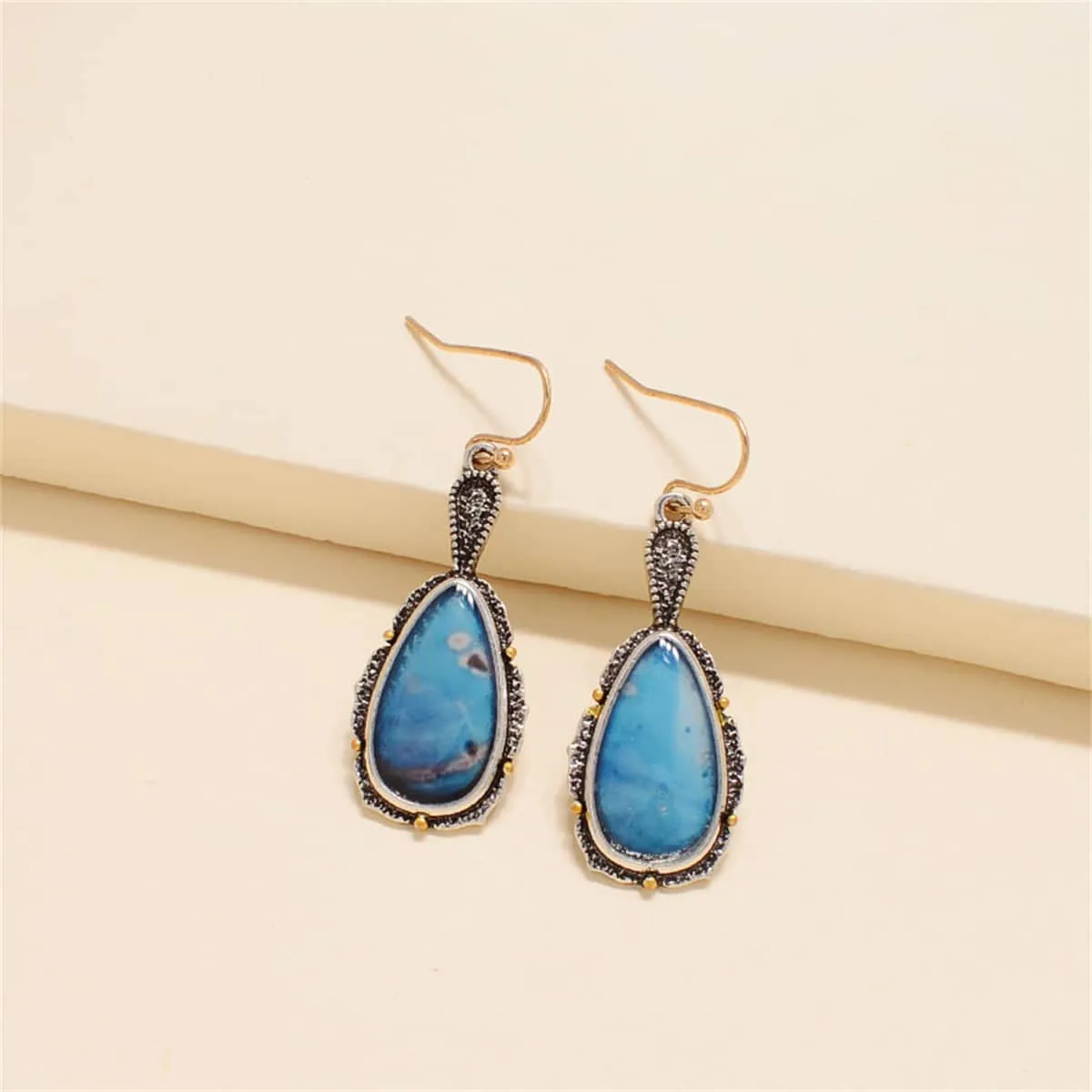 Blue Turquoise & Two-Tone Teardrop Earrings sold by Zulily product image thumbnail 2