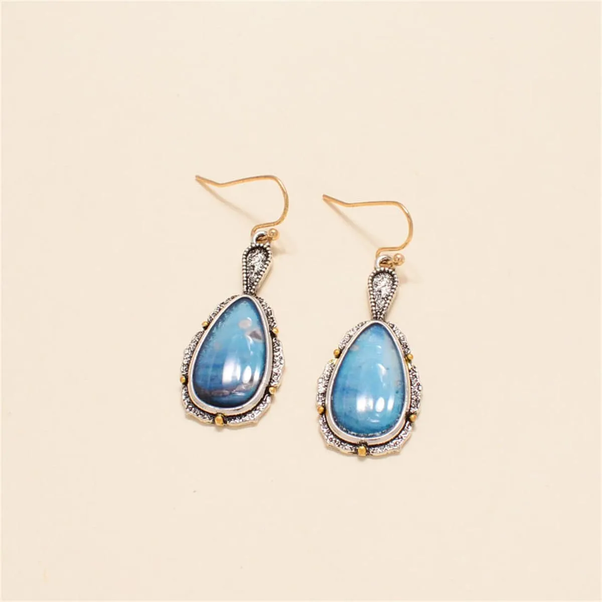 Blue Turquoise & Two-Tone Teardrop Earrings sold by Zulily product image thumbnail 3