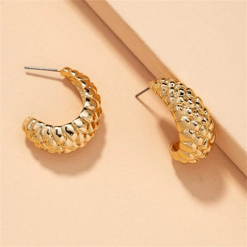 Goldtone Litchin Grain Huggie Earrings made by Zulily