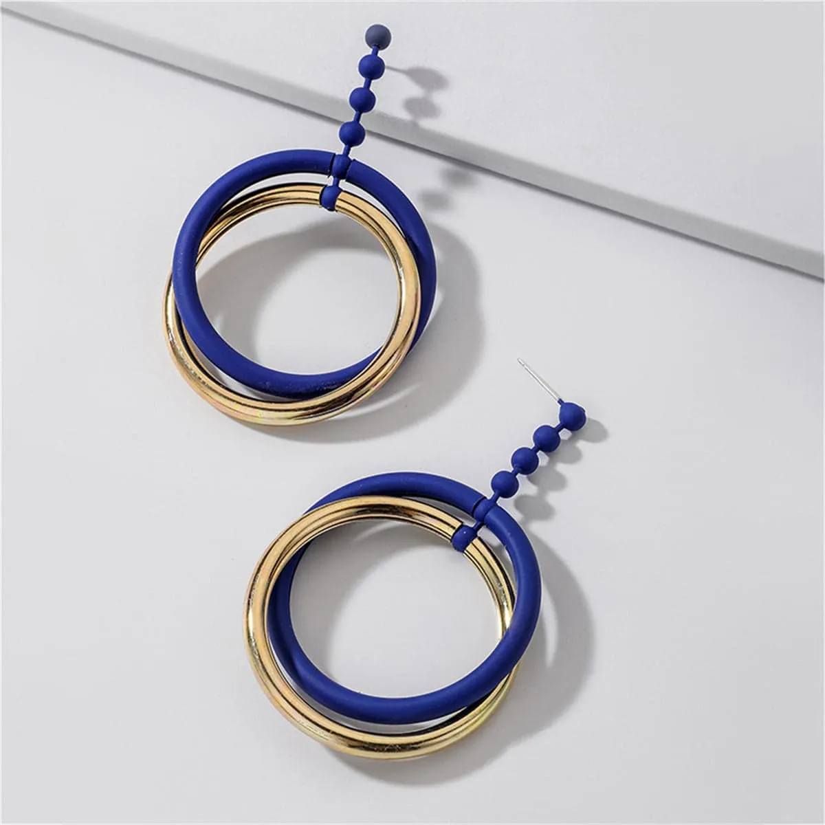 Blue Enamel & Goldtone Bead Interlocked Dangle Earring sold by Zulily product image thumbnail 3