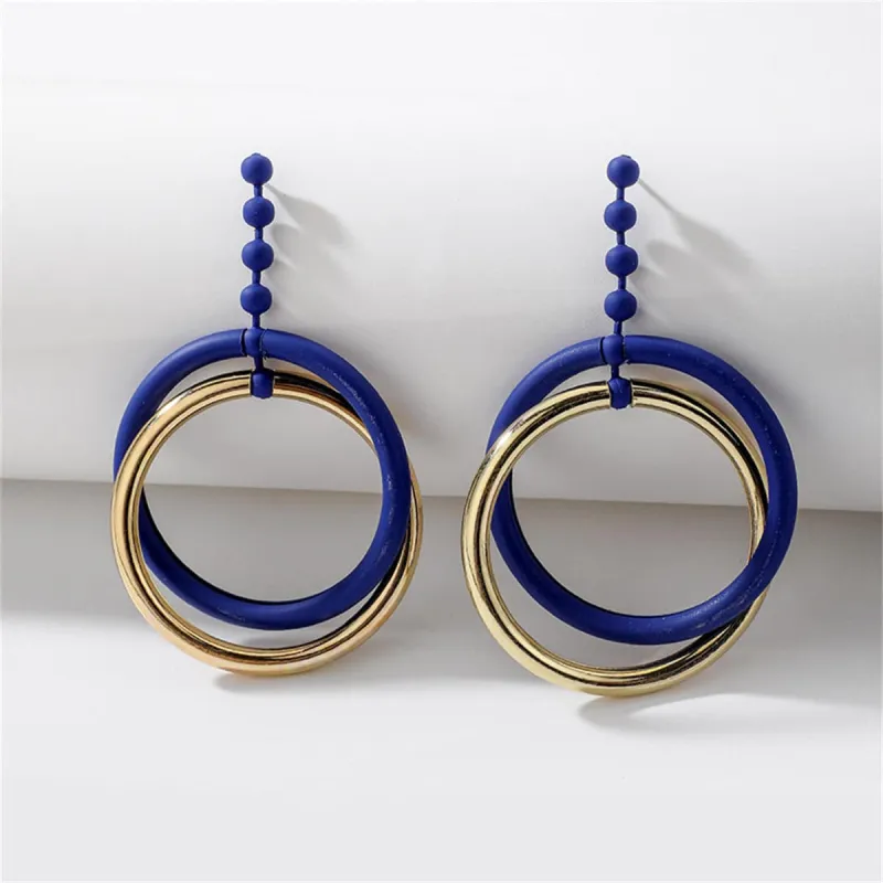 Blue Enamel & Goldtone Bead Interlocked Dangle Earring made by Zulily