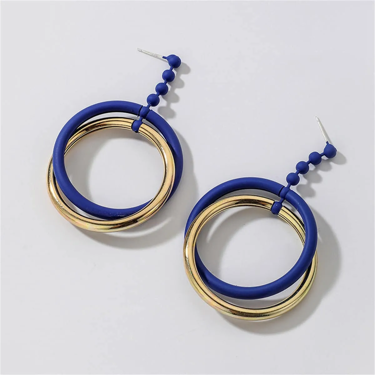 Blue Enamel & Goldtone Bead Interlocked Dangle Earring sold by Zulily product image thumbnail 2