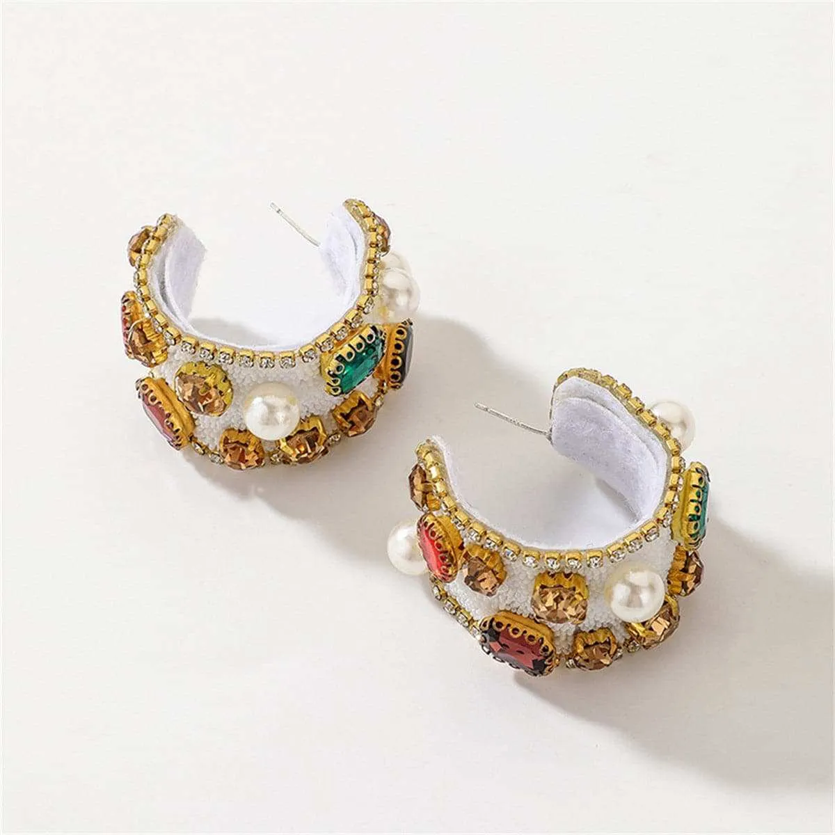 Pearl & Crystal Goldtone Huggie Earrings sold by Zulily