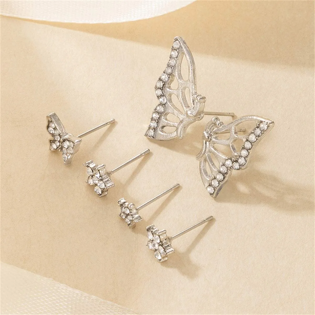 Cubic Zirconia & Silvertone Butterfly Earrings Set sold by Zulily product image thumbnail 2