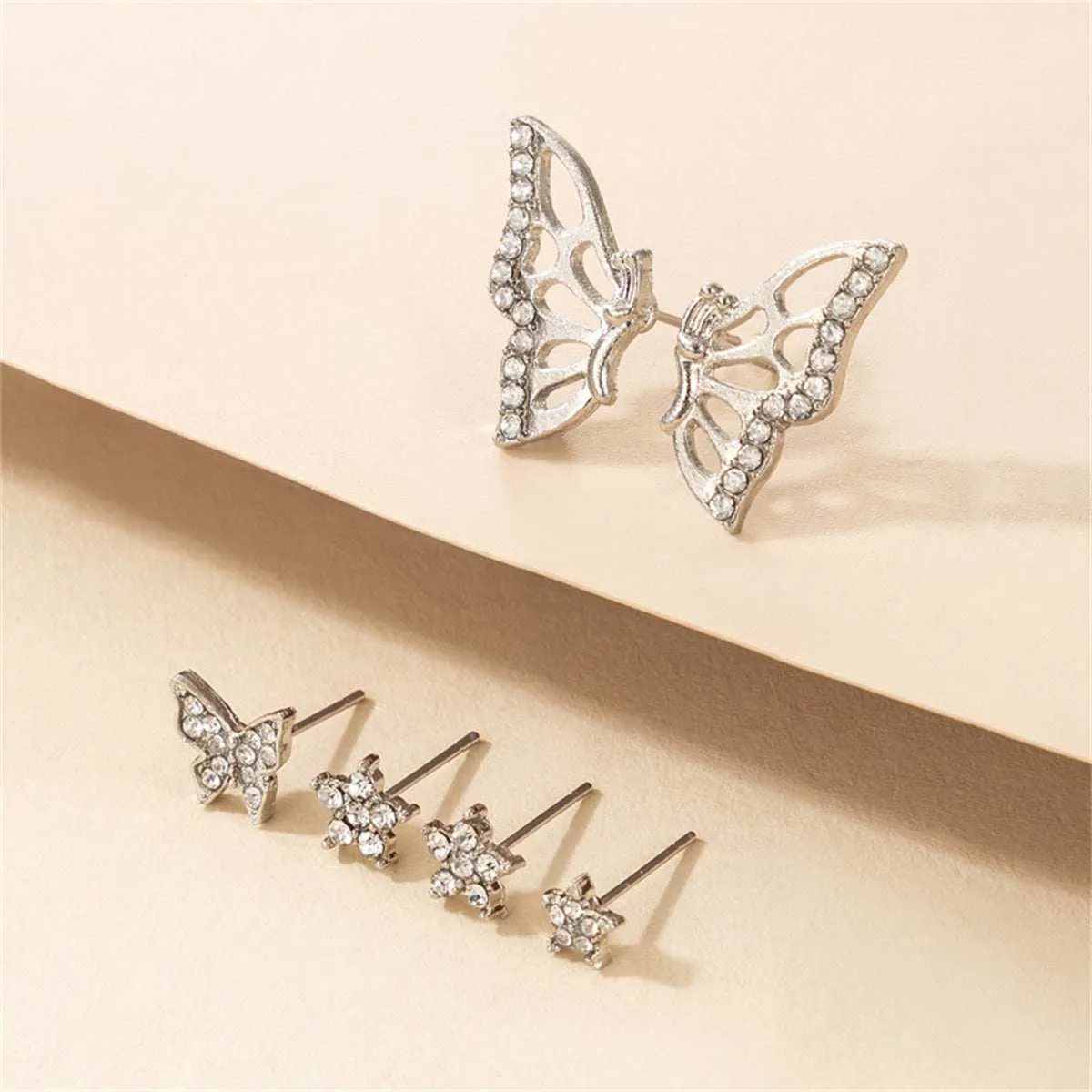 Cubic Zirconia & Silvertone Butterfly Earrings Set sold by Zulily product image thumbnail 3