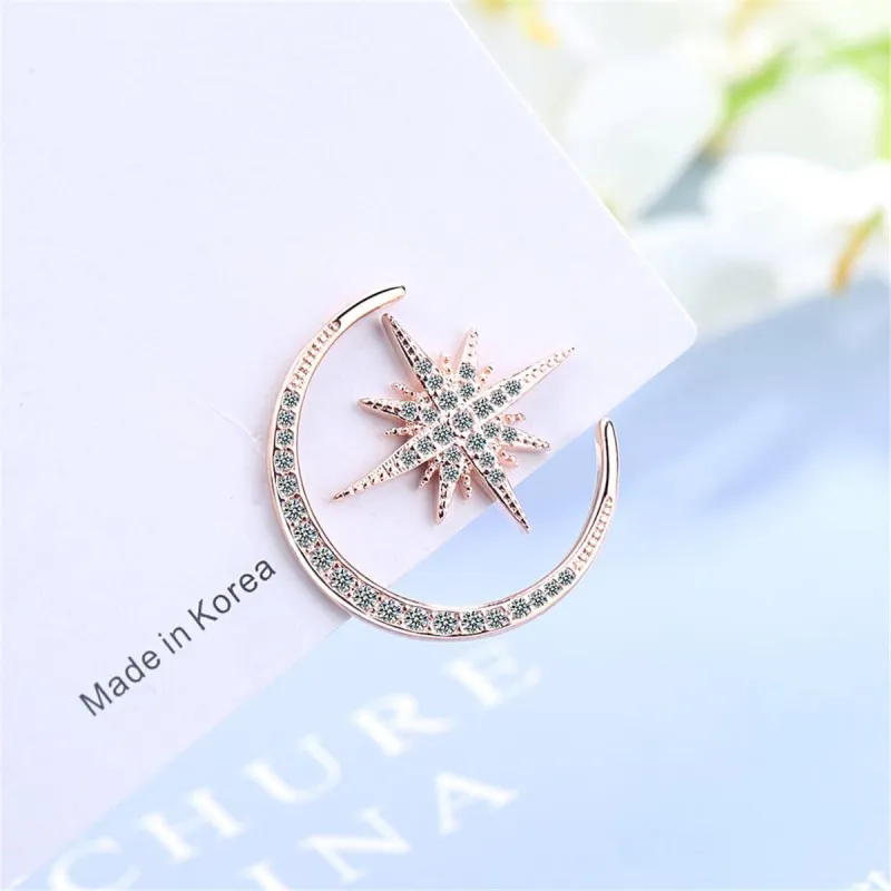 Rose Goldtone Moon & Star Stud Earrings made by Zulily