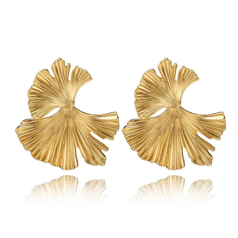 Goldtone Lotus Leaf Stud Earrings made by Zulily