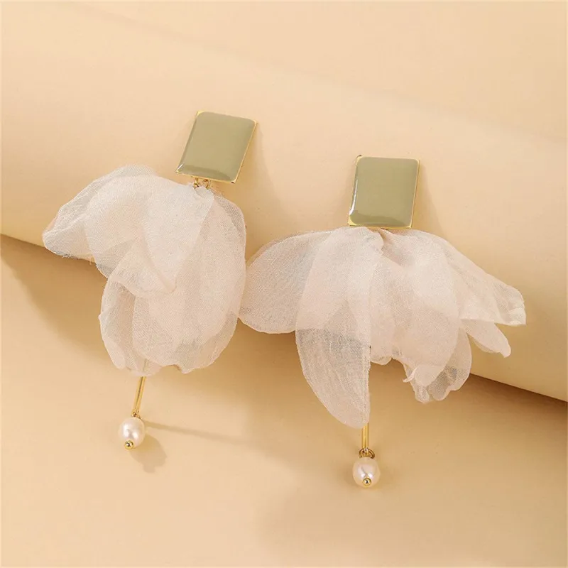 Pearl & Enamel Mesh Goldtone Drop Earrings made by Zulily