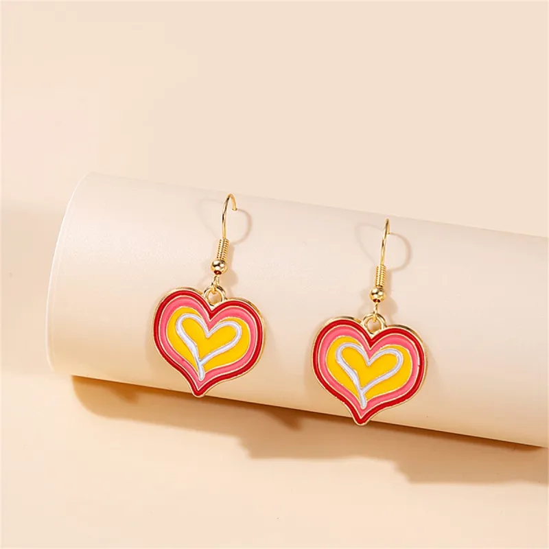 Yellow Enamel & Goldtone Layered Heart Drop Earrings made by Zulily
