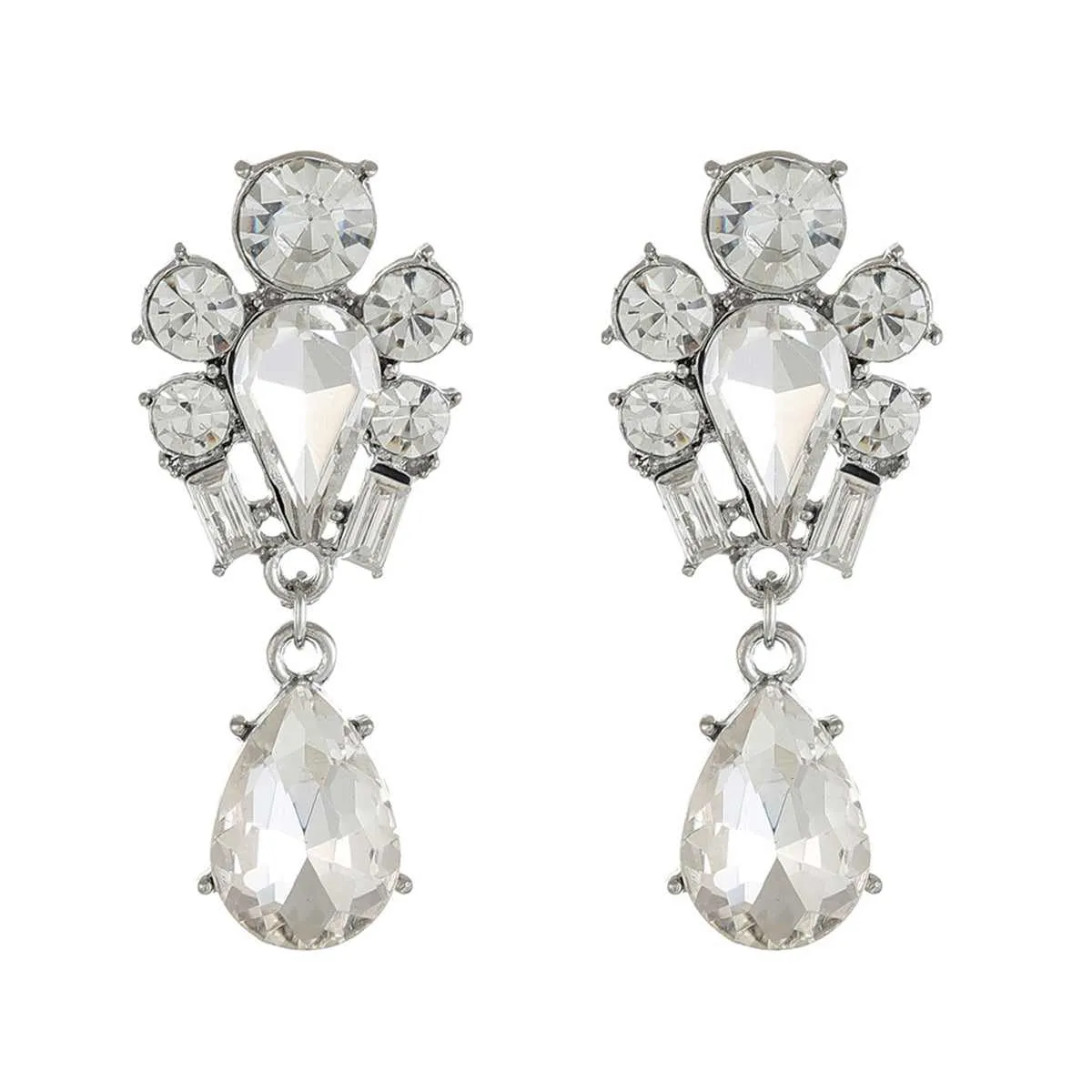 Crystal & Cubic Zirconia Silvertone Pear Drop Earrings sold by Zulily
