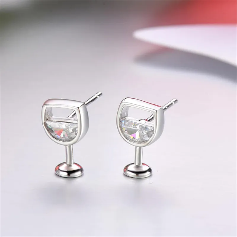 Crystal & Silvertone Wineglass Stud Earrings made by Zulily