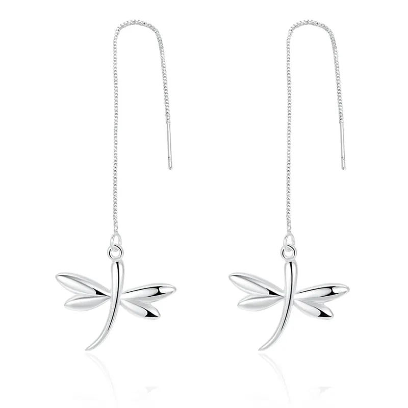 Silvertone Dragonfly Threader Earrings made by Zulily
