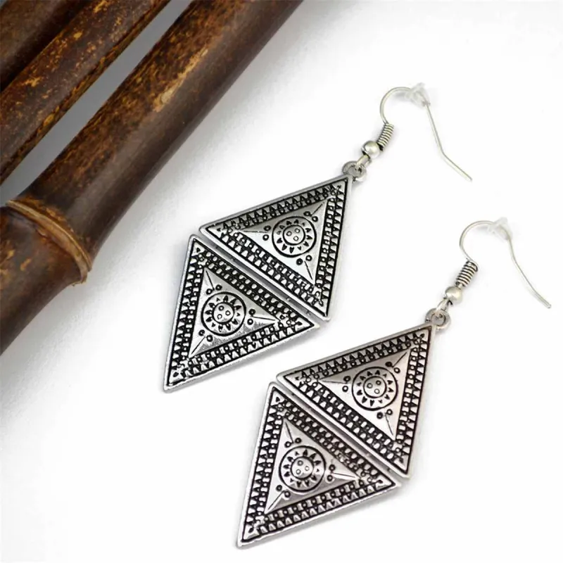Silvertone Engraved Triangle Drop Earrings made by Zulily
