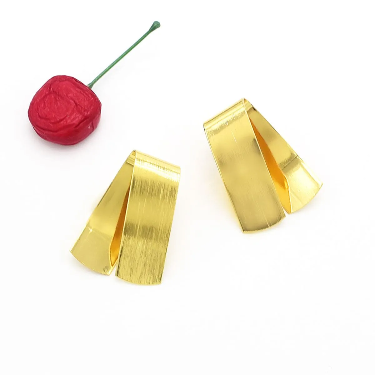 Goldtone Fold-Over Stud Earrings sold by Zulily product image thumbnail 2