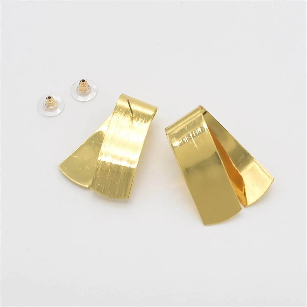 Goldtone Fold-Over Stud Earrings sold by Zulily product image thumbnail 3