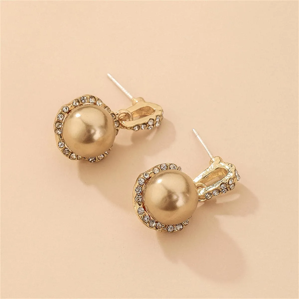 Cubic Zirconia & Pearl Goldtone Round Drop Earrings sold by Zulily product image thumbnail 2