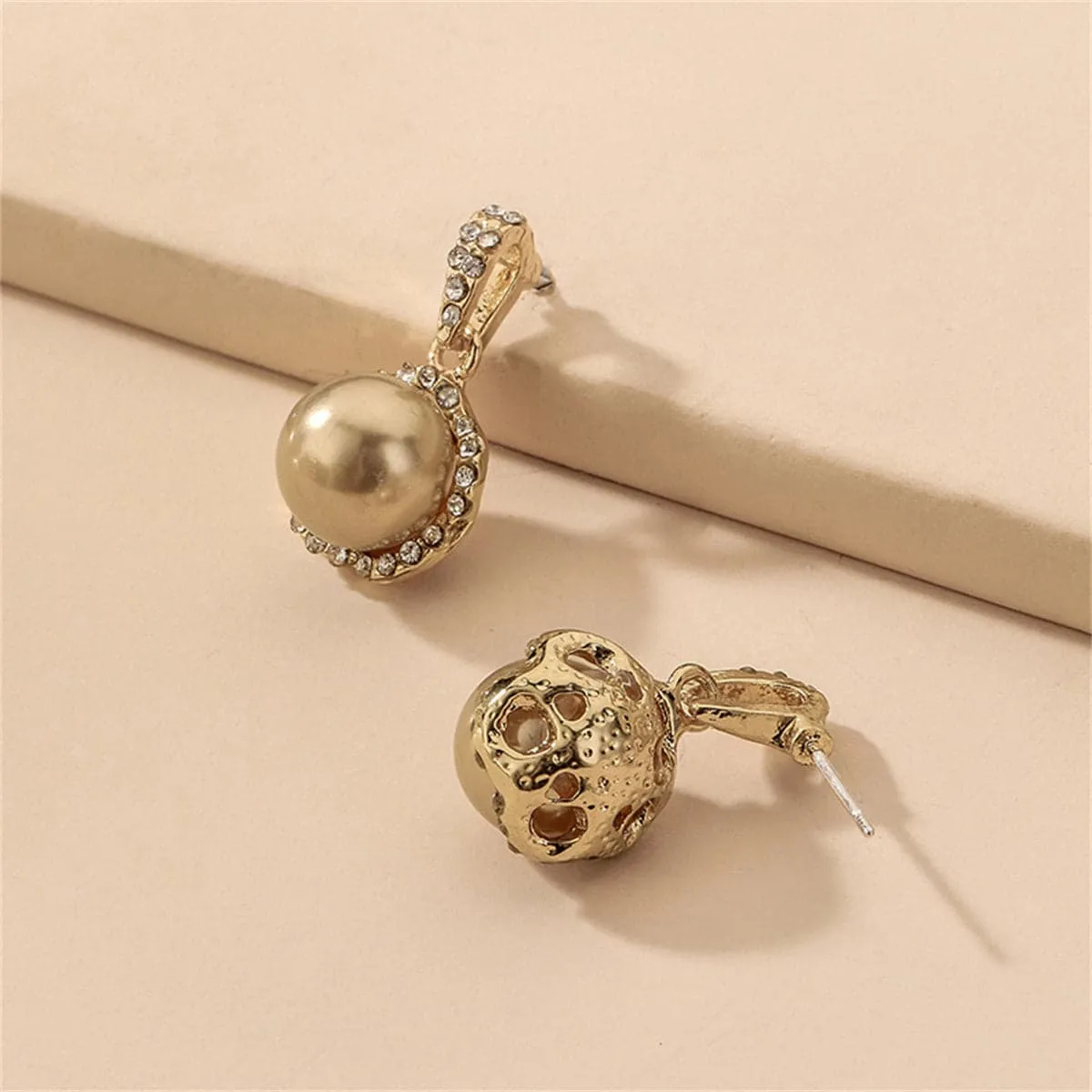 Cubic Zirconia & Pearl Goldtone Round Drop Earrings sold by Zulily product image thumbnail 3