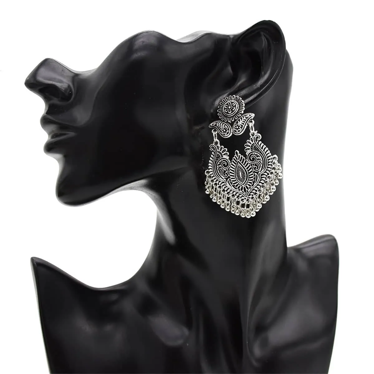 Silvertone Floral Bell Drop Earrings sold by Zulily product image thumbnail 2