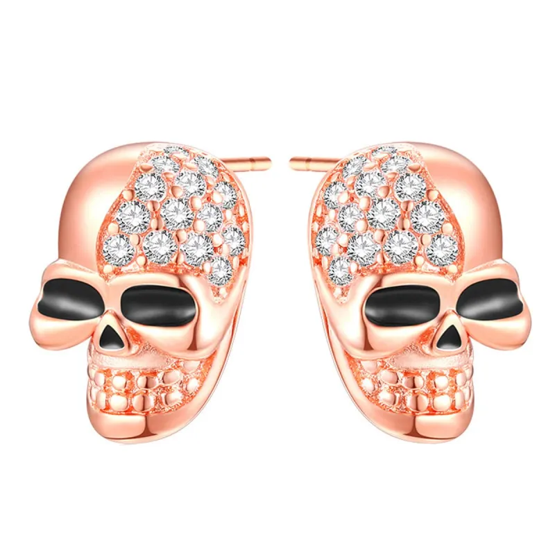 Cubic Zirconia & Rose Goldtone Skull Stud Earrings made by Zulily