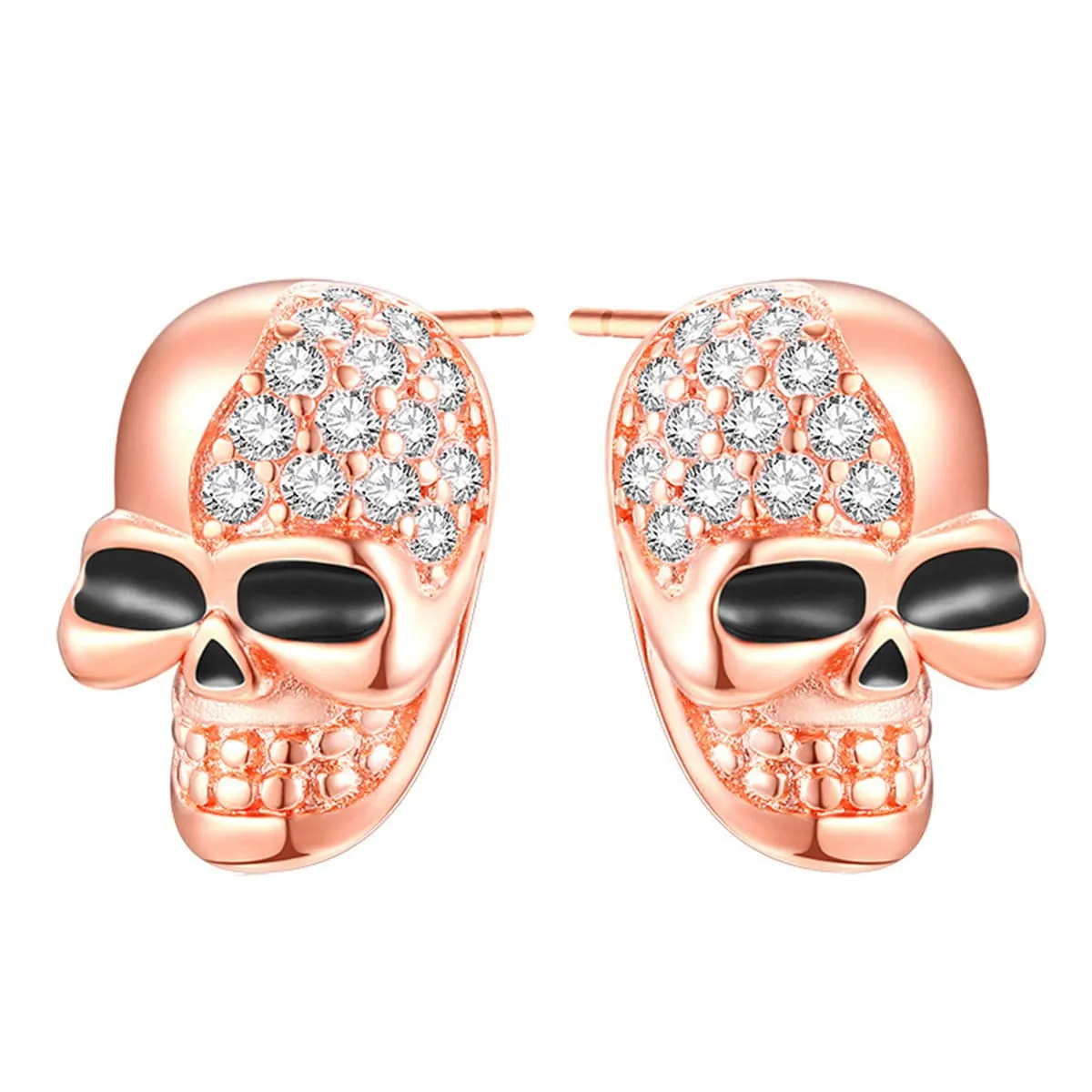 Cubic Zirconia & Rose Goldtone Skull Stud Earrings sold by Zulily