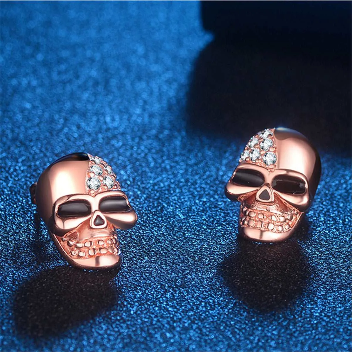 Cubic Zirconia & Rose Goldtone Skull Stud Earrings sold by Zulily product image thumbnail 2