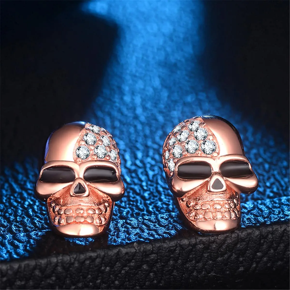 Cubic Zirconia & Rose Goldtone Skull Stud Earrings sold by Zulily product image thumbnail 3