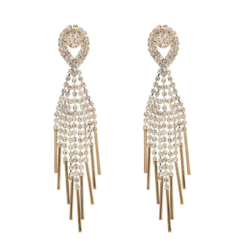 Cubic Zirconia & Goldtone Bar Tassel Drop Earrings made by Zulily