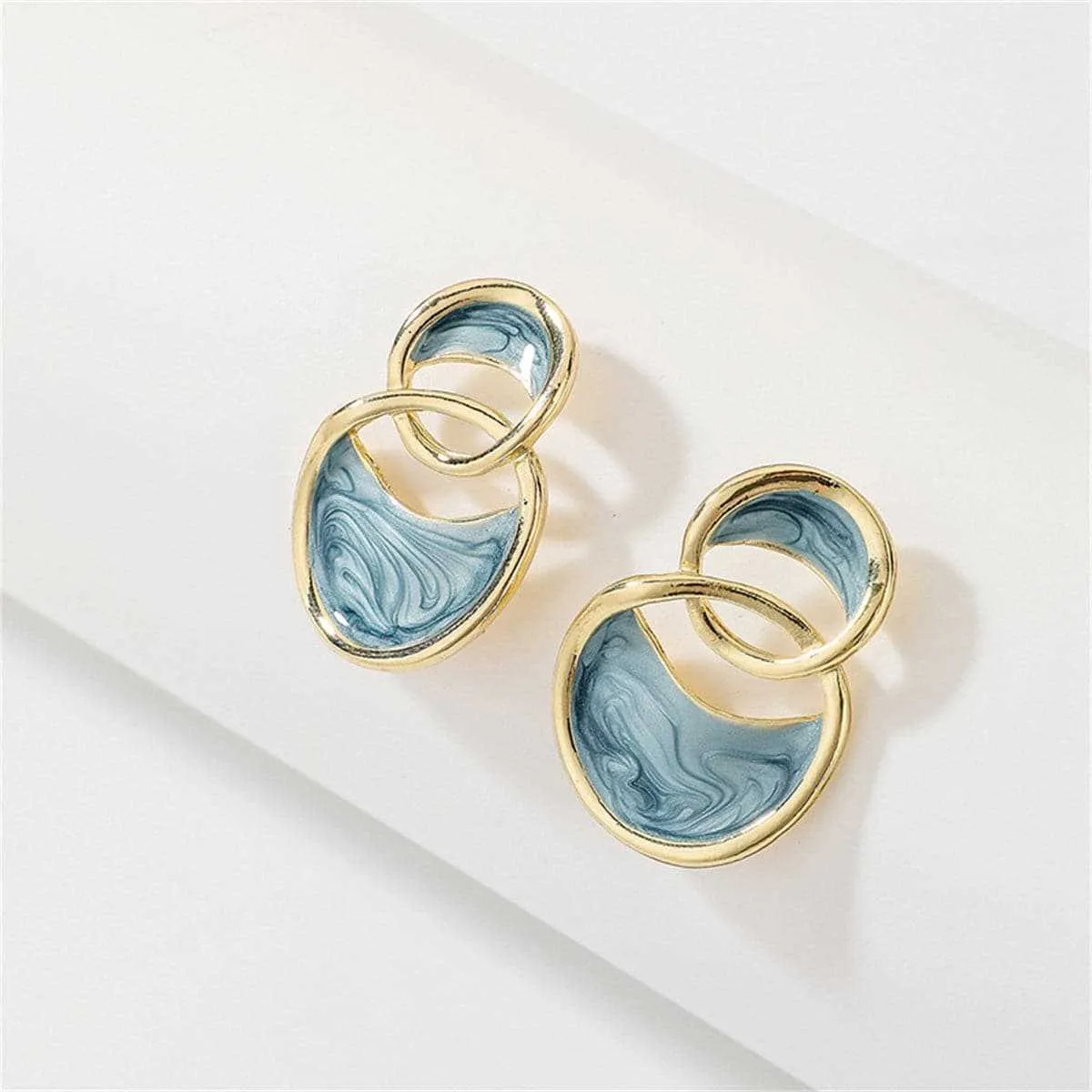 Azure Enamel & Goldtone Double-Oval Drop Earrings sold by Zulily