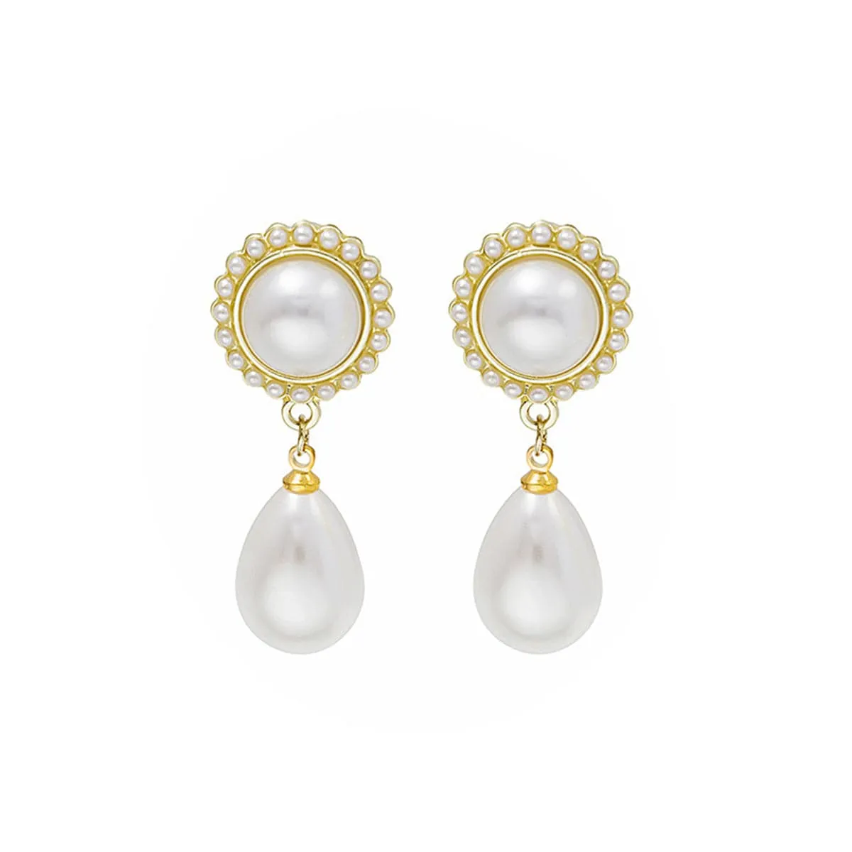 White Pearl & Goldtone Teardrop Earrings sold by Zulily product image thumbnail 3