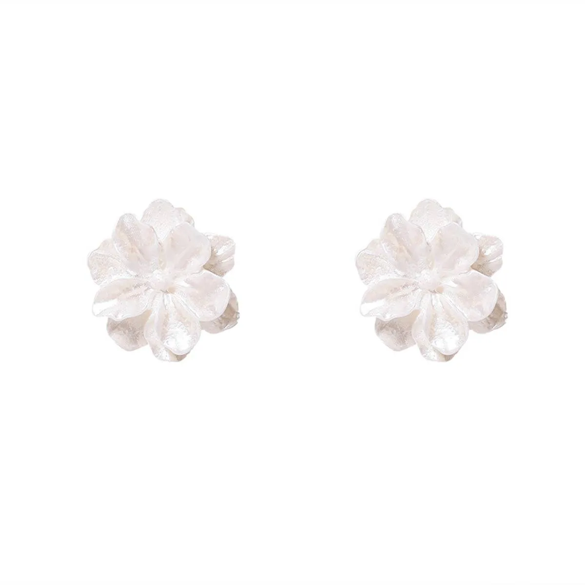 White Acrylic Flower Stud Earrings sold by Zulily