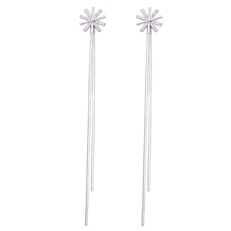 Cubic Zirconia & Silvertone Snowflake Tassel Ear Cuffs & Dangling Charm made by Zulily