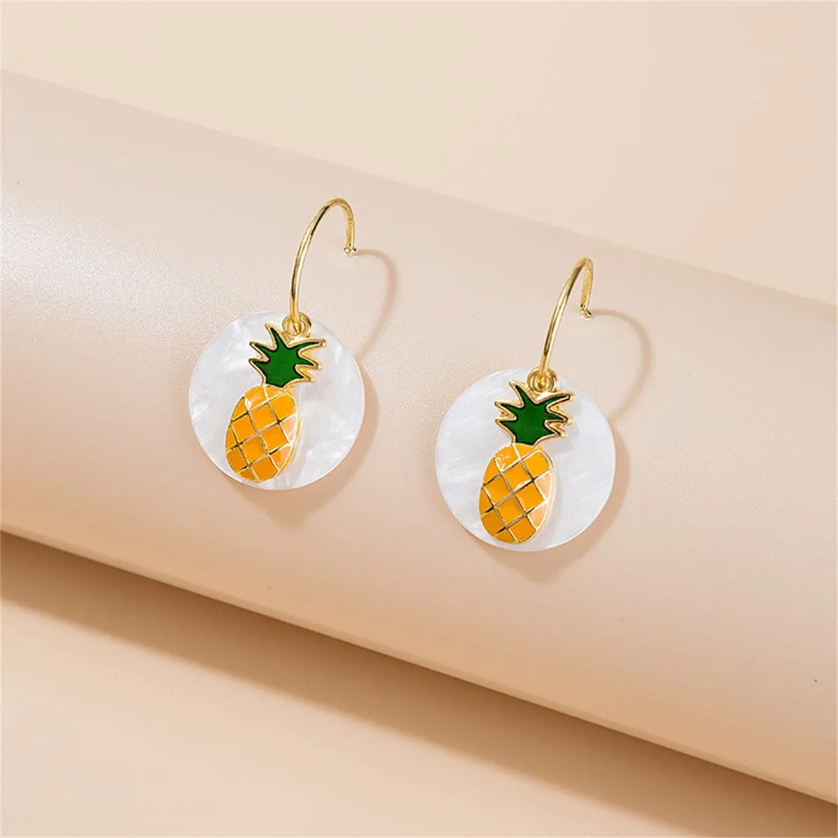 White & Orange Round Pineapple Drop Earrings sold by Zulily