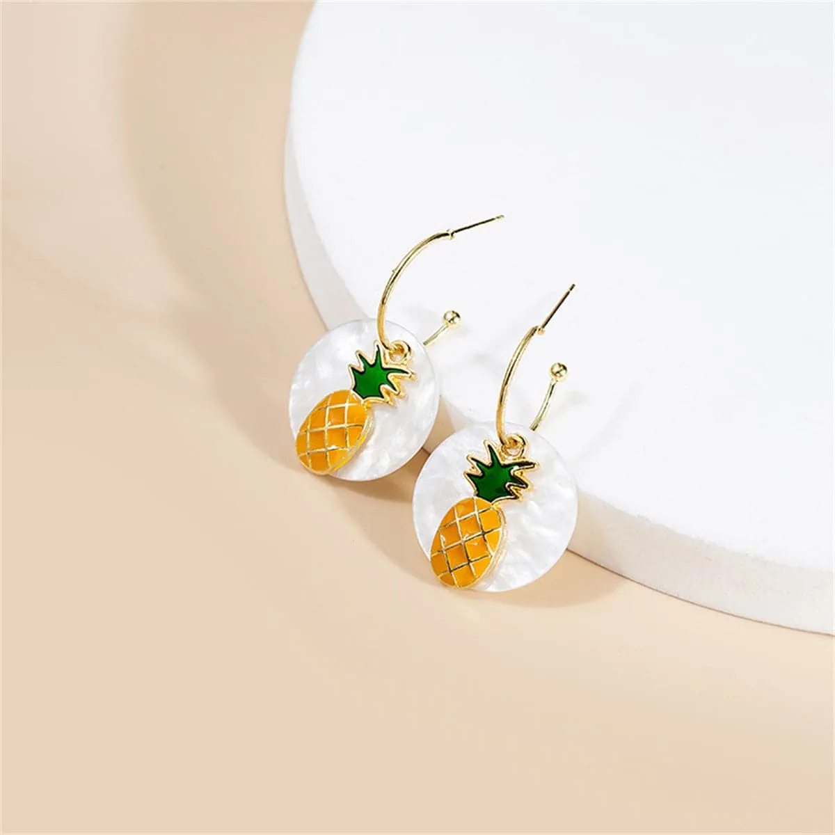 White & Orange Round Pineapple Drop Earrings sold by Zulily product image thumbnail 2
