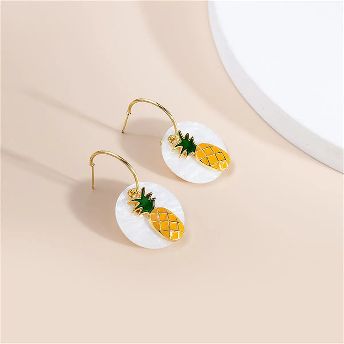 White & Orange Round Pineapple Drop Earrings sold by Zulily product image thumbnail 3