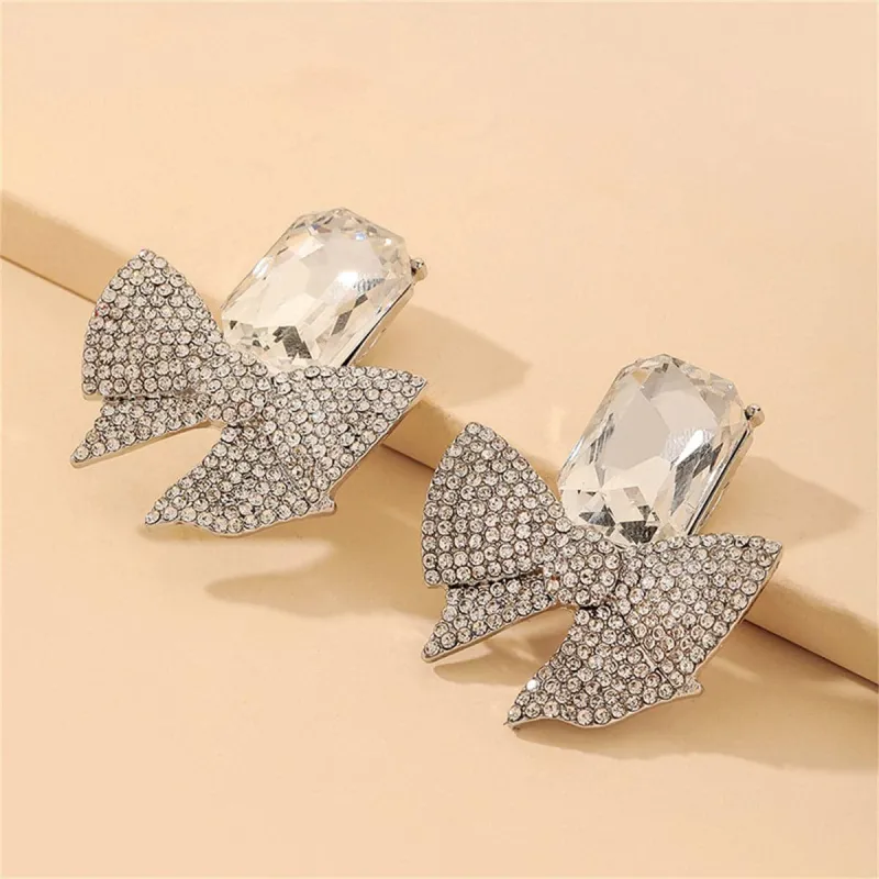 Crystal & Cubic Zirconia Silvertone Bow Drop Earrings made by Zulily