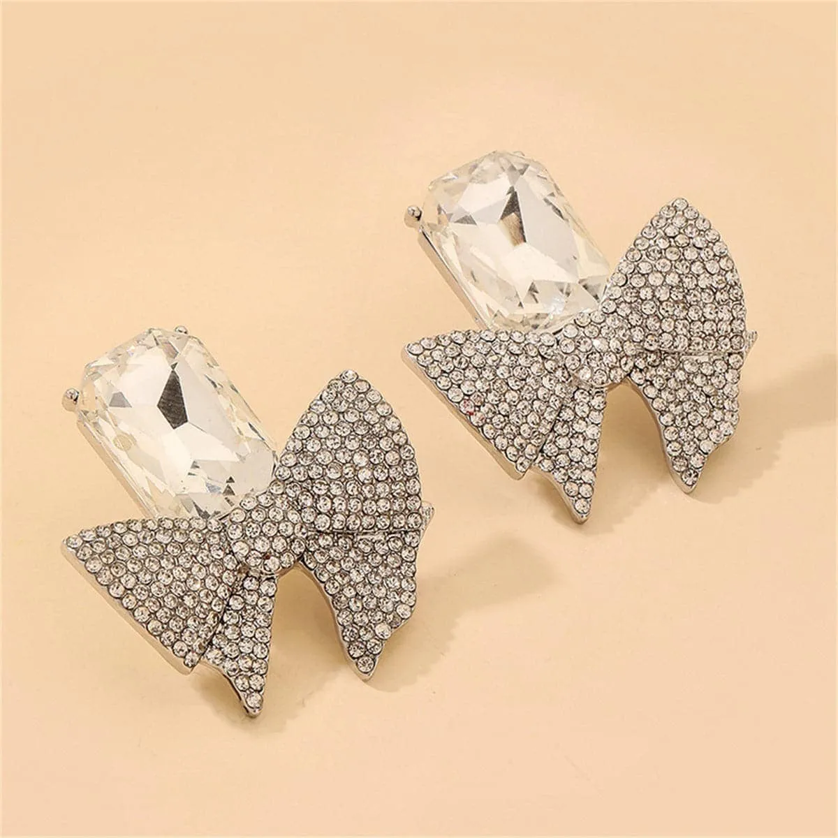Crystal & Cubic Zirconia Silvertone Bow Drop Earrings sold by Zulily product image thumbnail 2