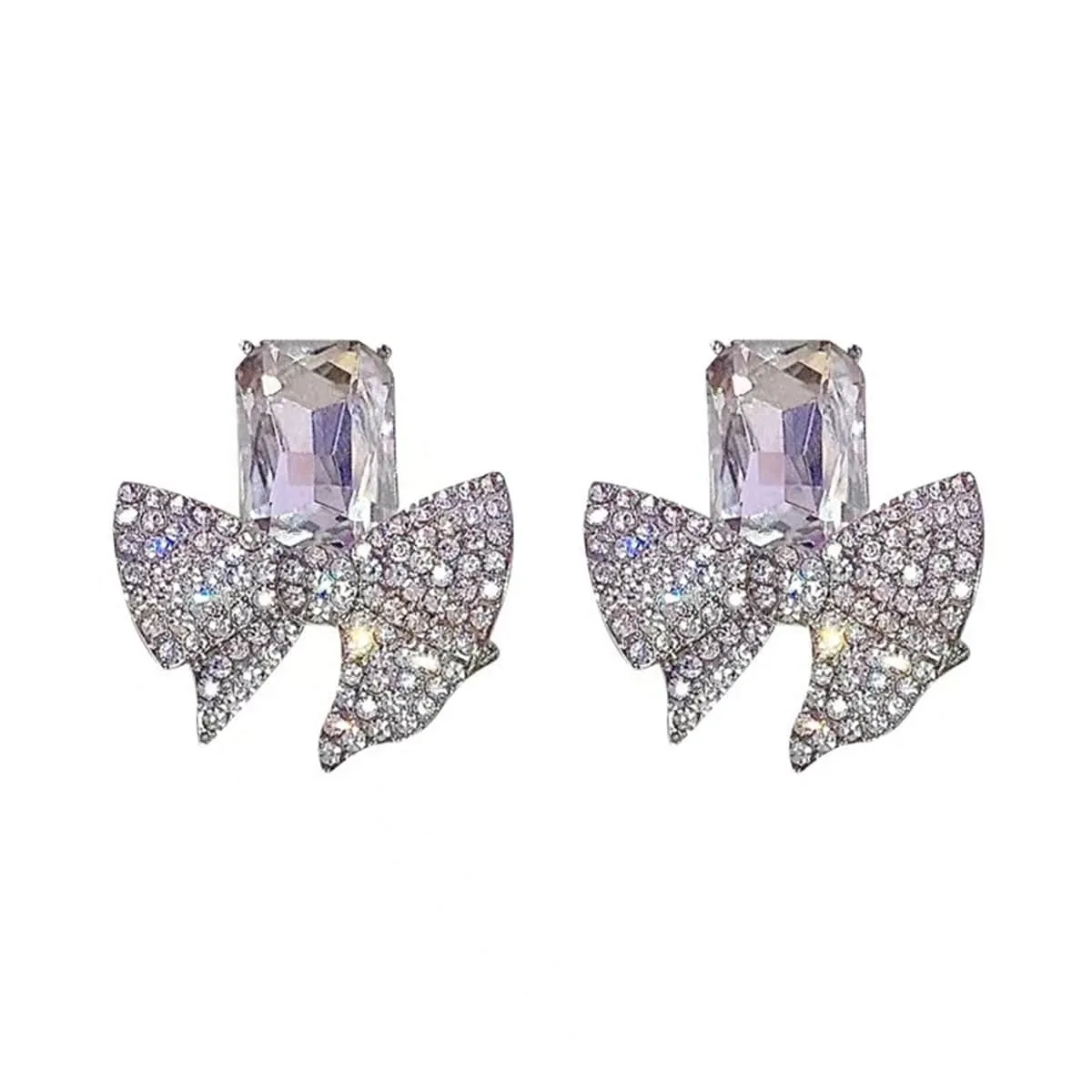 Crystal & Cubic Zirconia Silvertone Bow Drop Earrings sold by Zulily product image thumbnail 3