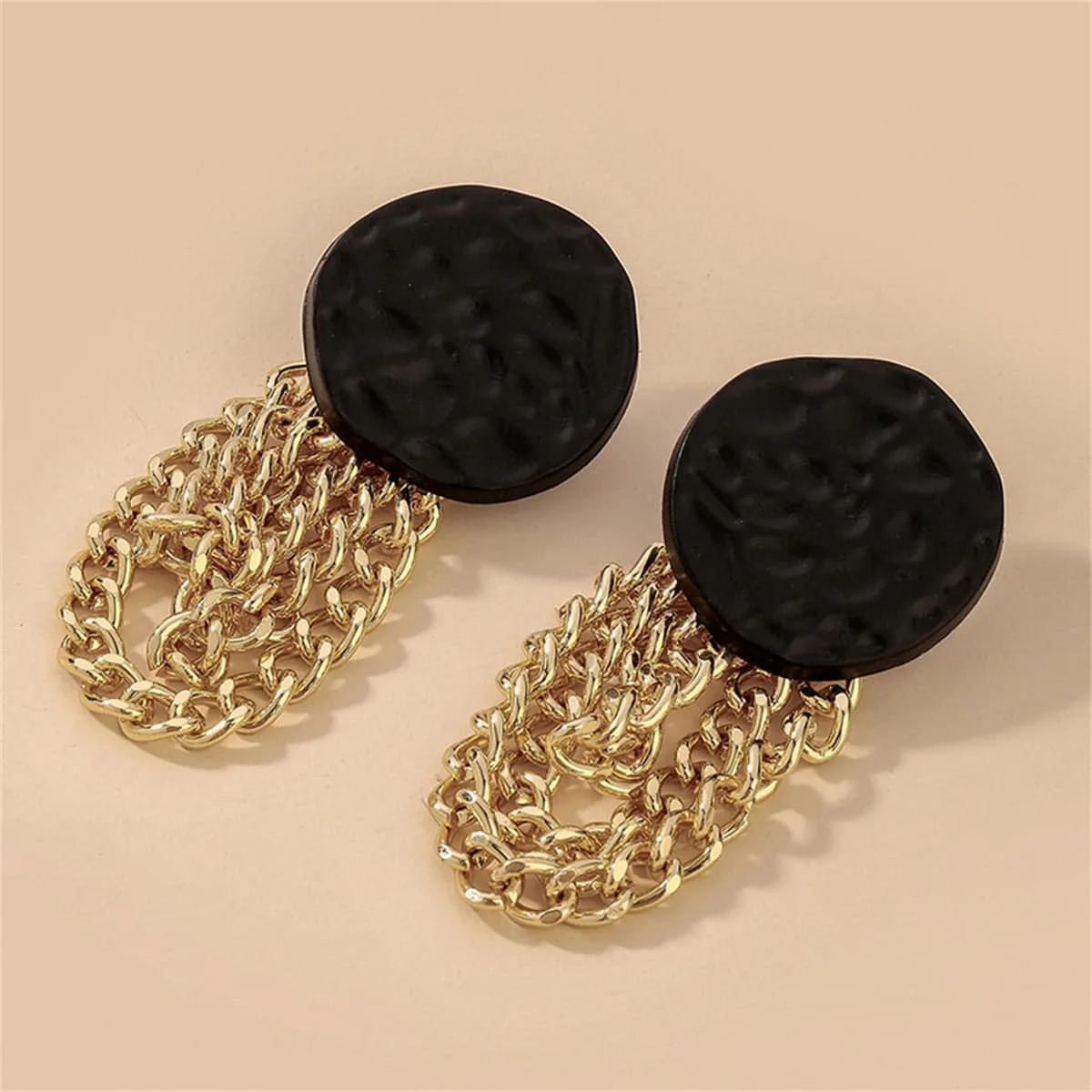 Black Enamel & Goldtone Chain Drop Earrings sold by Zulily product image thumbnail 3