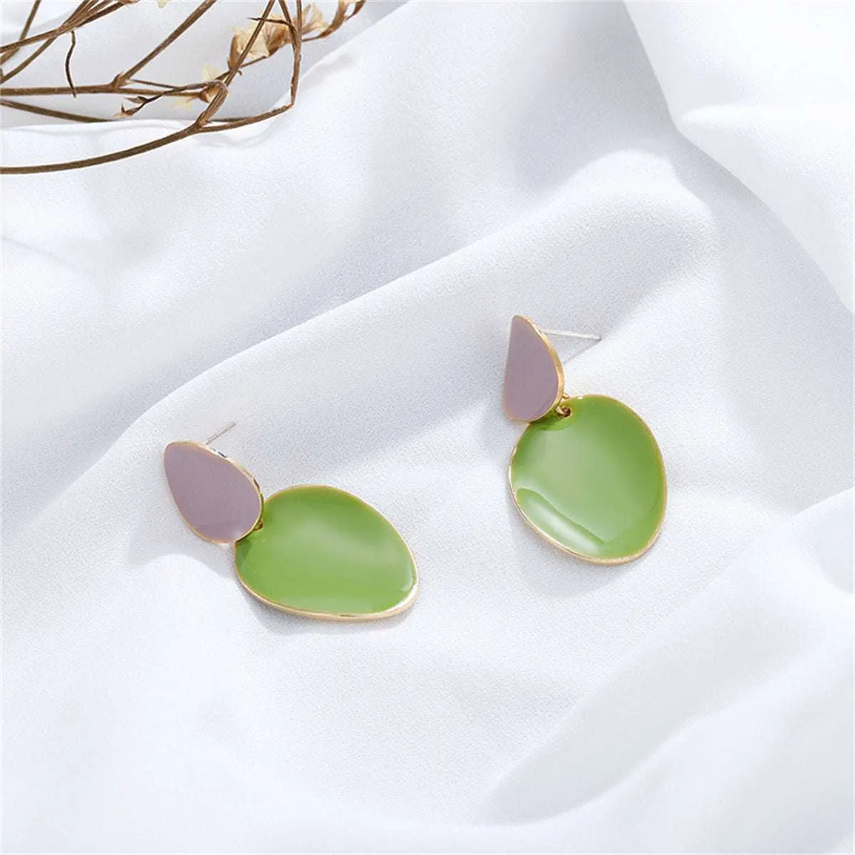 Green Enamel & Goldtone Drop Oval Drop Earrings sold by Zulily product image thumbnail 3