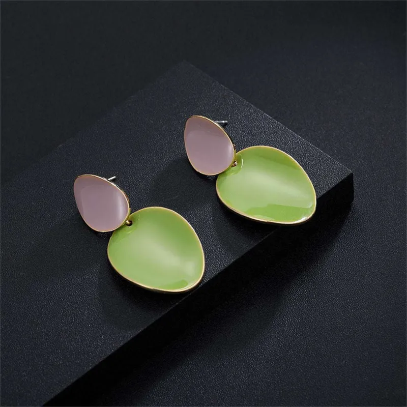 Green Enamel & Goldtone Drop Oval Drop Earrings made by Zulily