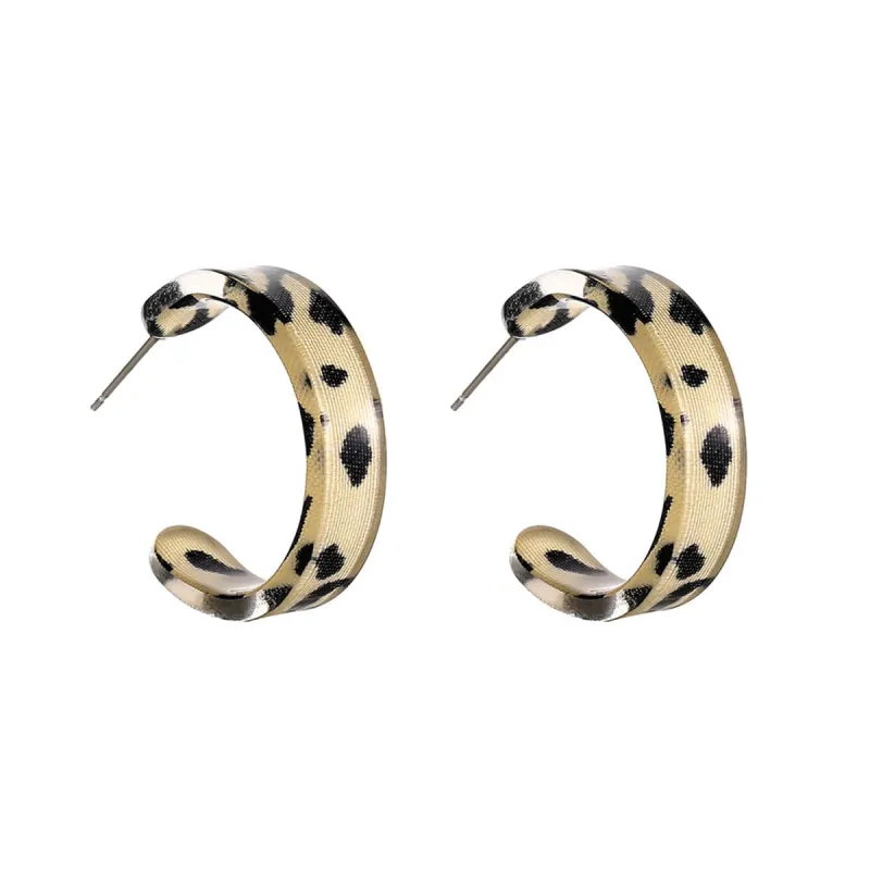 Beige & Black Acrylic Leopard Print Huggie Earrings made by Zulily
